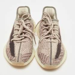 Pre Owned Yeezy X Adidas Beige/Cream Knit Fabric Boost 350 V2 Zyon Sneakers Size 42