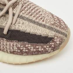 Pre Owned Yeezy X Adidas Beige/Cream Knit Fabric Boost 350 V2 Zyon Sneakers Size 42