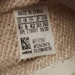 Pre Owned Yeezy X Adidas Beige/Cream Knit Fabric Boost 350 V2 Zyon Sneakers Size 42