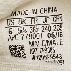 Pre Owned Yeezy x Adidas Off White Knit Fabric Boost 350 V2 Triple White Sneakers Size 38 2/3