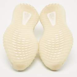 Pre Owned Yeezy x Adidas Off White Knit Fabric Boost 350 V2 Triple White Sneakers Size 38 2/3