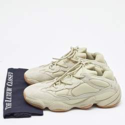 Pre Owned Yeezy x Adidas Green Neoprene and Suede Yeezy 500 Stone Sneakers Size 42