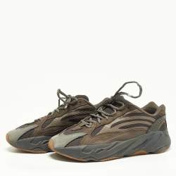 Pre Owned Yeezy x Adidas Grey Knit Fabric and Leather Boost 700 V2 Geode Sneakers Size 43 1/3