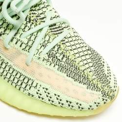 Pre Owned Yeezy x Adidas Green Knit Fabric Boost 350 V2 Yeezreel Sneakers Size 43 1/3