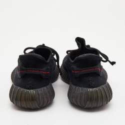 Pre Owned Yeezy x Adidas Black Knit Fabric Boost 350 V2 Bred Sneakers Size 43 1/3