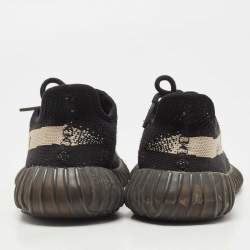 Pre Owned Yeezy x Adidas Black/Grey Knit Fabric Boost 350 V2 Oreo Sneakers Size 38 2/3