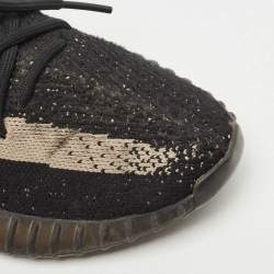 Pre Owned Yeezy x Adidas Black/Grey Knit Fabric Boost 350 V2 Oreo Sneakers Size 38 2/3