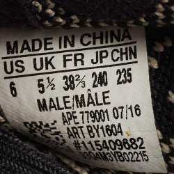 Pre Owned Yeezy x Adidas Black/Grey Knit Fabric Boost 350 V2 Oreo Sneakers Size 38 2/3