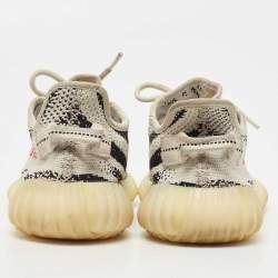 Pre Owned Yeezy x Adidas White/Black Knit Fabric Boost 350 V2 Zebra Sneakers Size 38