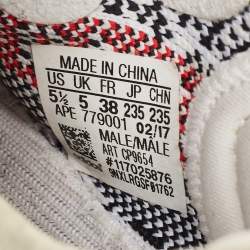 Pre Owned Yeezy x Adidas White/Black Knit Fabric Boost 350 V2 Zebra Sneakers Size 38