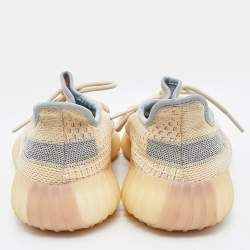 Pre Owned Yeezy x Adidas Beige/Grey Knit Fabric Boost 350 V2 Linen Sneakers Size 40