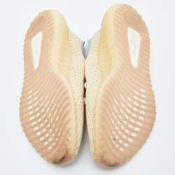 Pre Owned Yeezy x Adidas Beige/Grey Knit Fabric Boost 350 V2 Linen Sneakers Size 40