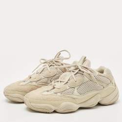 Pre Owned Yeezy x Adidas Cream Suede and Mesh Yeezy 500 Blush Sneakers Size 42