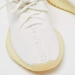 Pre Owned Yeezy x Adidas White Knit Fabric Boost 350 V2 Triple White Sneakers Size 38 2/3