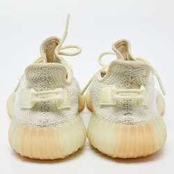 Pre Owned Yeezy x Adidas Green Knit Fabric Boost 350 V2 Butter Sneakers Size 39 1/3