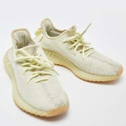Pre Owned Yeezy x Adidas Green Knit Fabric Boost 350 V2 Butter Sneakers Size 39 1/3