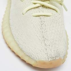 Pre Owned Yeezy x Adidas Green Knit Fabric Boost 350 V2 Butter Sneakers Size 39 1/3