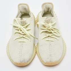 Pre Owned Yeezy x Adidas Green Knit Fabric Boost 350 V2 Butter Sneakers Size 39 1/3