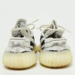 Pre Owned Yeezy x Adidas White/Black Knit Fabric Boost 350 V2 Zebra Sneakers Size 39 1/3
