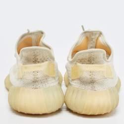 Pre Owned Yeezy x Adidas White Knit Fabric Boost 350-V2Light Sneakers Size 43 1/3