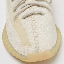 Pre Owned Yeezy x Adidas White Knit Fabric Boost 350-V2Light Sneakers Size 43 1/3