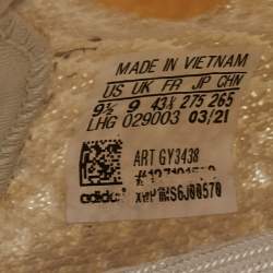 Pre Owned Yeezy x Adidas White Knit Fabric Boost 350-V2Light Sneakers Size 43 1/3