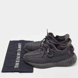 Pre Owned Yeezy x Adidas Black Knit Fabric Boost 350 V2 "Black" Sneakers Size 38 2/3