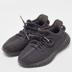Pre Owned Yeezy x Adidas Black Knit Fabric Boost 350 V2 "Black" Sneakers Size 38 2/3