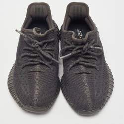 Pre Owned Yeezy x Adidas Black Knit Fabric Boost 350 V2 "Black" Sneakers Size 38 2/3