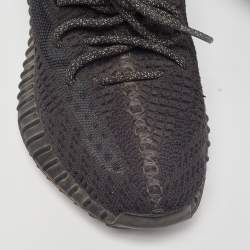 Pre Owned Yeezy x Adidas Black Knit Fabric Boost 350 V2 "Black" Sneakers Size 38 2/3