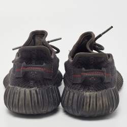 Pre Owned Yeezy x Adidas Black Knit Fabric Boost 350 V2 "Black" Sneakers Size 38 2/3