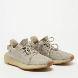 Pre Owned Yeezy x Adidas Grey Fabric Boost 350 V2- Sesame Sneakers Size 39 1/3