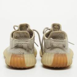 Pre Owned Yeezy x Adidas Grey Fabric Boost 350 V2- Sesame Sneakers Size 39 1/3