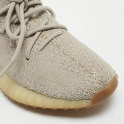 Pre Owned Yeezy x Adidas Grey Fabric Boost 350 V2- Sesame Sneakers Size 39 1/3