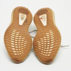 Pre Owned Yeezy x Adidas Grey Fabric Boost 350 V2- Sesame Sneakers Size 39 1/3