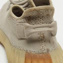 Pre Owned Yeezy x Adidas Grey Fabric Boost 350 V2- Sesame Sneakers Size 39 1/3