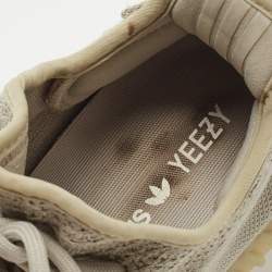 Pre Owned Yeezy x Adidas Grey Fabric Boost 350 V2- Sesame Sneakers Size 39 1/3