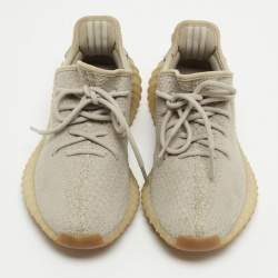 Pre Owned Yeezy x Adidas Grey Fabric Boost 350 V2- Sesame Sneakers Size 39 1/3