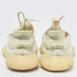 Pre Owned Yeezy x Adidas Green Knit Fabric Boost 350 V2Sesame Sneakers Size 41 1/3