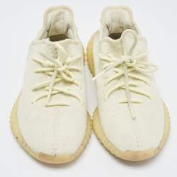 Pre Owned Yeezy x Adidas Green Knit Fabric Boost 350 V2Sesame Sneakers Size 41 1/3