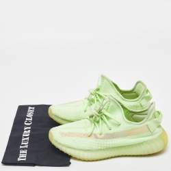 Pre Owned Yeezy x Adidas Green Knit Fabric Boost 350 V2 "GID' Glow Sneakers Size 40 2/3