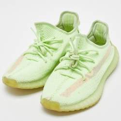 Pre Owned Yeezy x Adidas Green Knit Fabric Boost 350 V2 "GID' Glow Sneakers Size 40 2/3