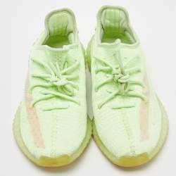 Pre Owned Yeezy x Adidas Green Knit Fabric Boost 350 V2 "GID' Glow Sneakers Size 40 2/3