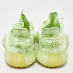 Pre Owned Yeezy x Adidas Green Knit Fabric Boost 350 V2 "GID' Glow Sneakers Size 40 2/3