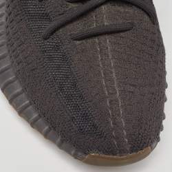 Pre Owned Yeezy x Adidas Black Knit Fabric Boost 350 V2 Cinder Sneakers Size 39 1/3