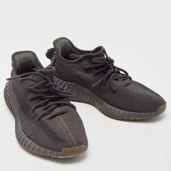 Pre Owned Yeezy x Adidas Black Knit Fabric Boost 350 V2 Cinder Sneakers Size 39 1/3