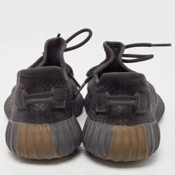 Pre Owned Yeezy x Adidas Black Knit Fabric Boost 350 V2 Cinder Sneakers Size 39 1/3