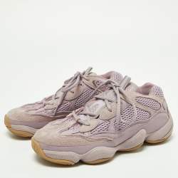 Pre Owned Yeezy x Adidas Purple Suede and Mesh Yeezy 500 Soft Vision Sneakers Size 38
