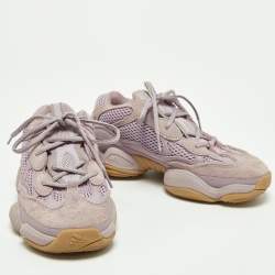 Pre Owned Yeezy x Adidas Purple Suede and Mesh Yeezy 500 Soft Vision Sneakers Size 38