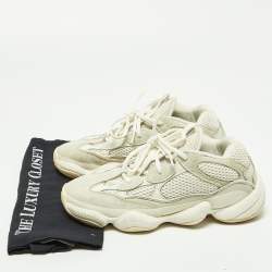 Pre Owned Yeezy x Adidas White Suede and Mesh Yeezy 500 Bone White Sneakers Size 38